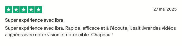 Avis client Trustpilot 5 étoiles